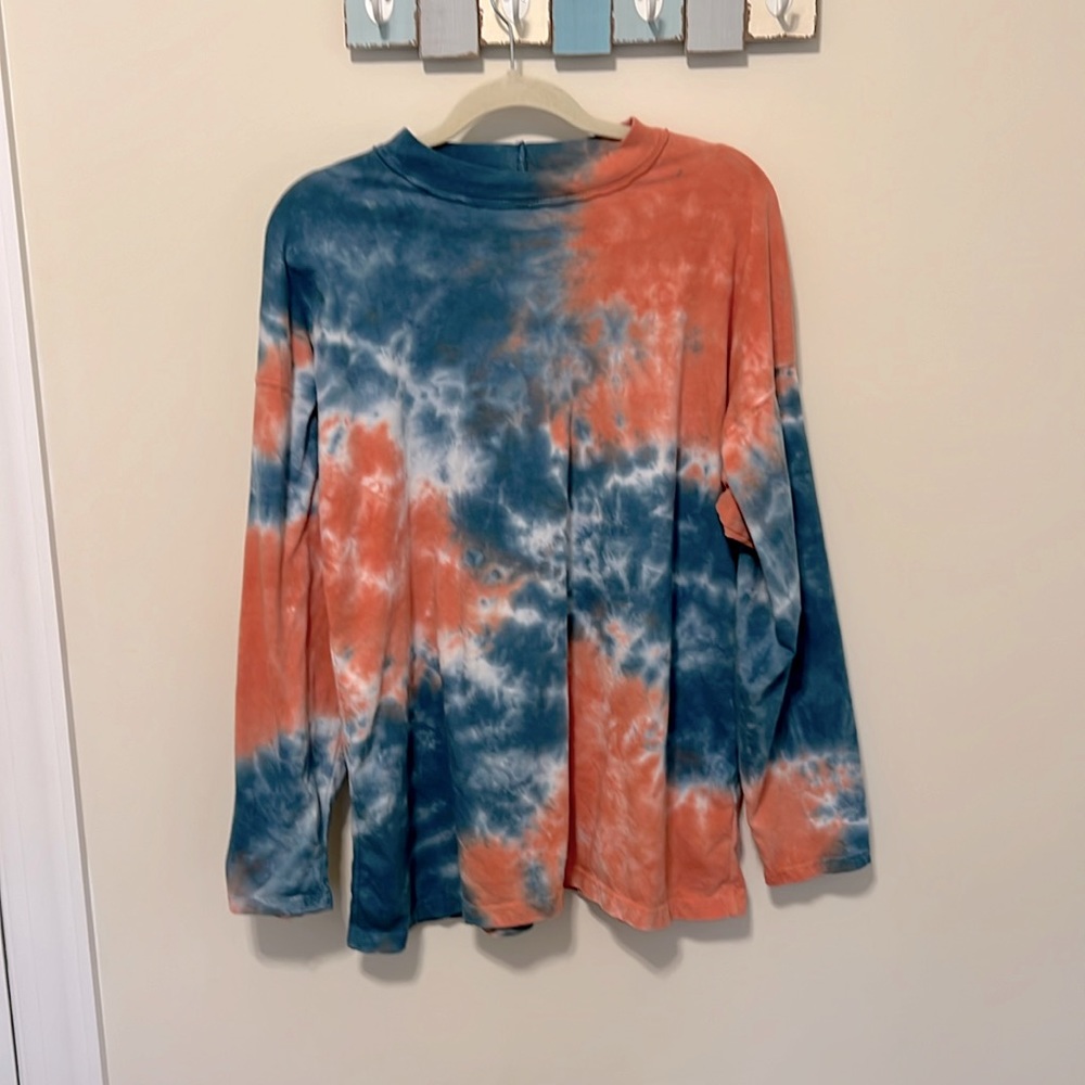 We the Free (Free People) Women’s Oversized Tie Dye Shirt / Blue Coral / Size S